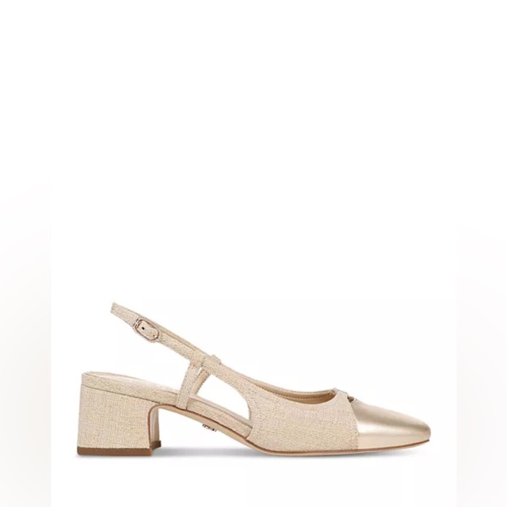 Sam Edelman Tarra Slip On Slingback Heels Size 11 in Gold/Beige